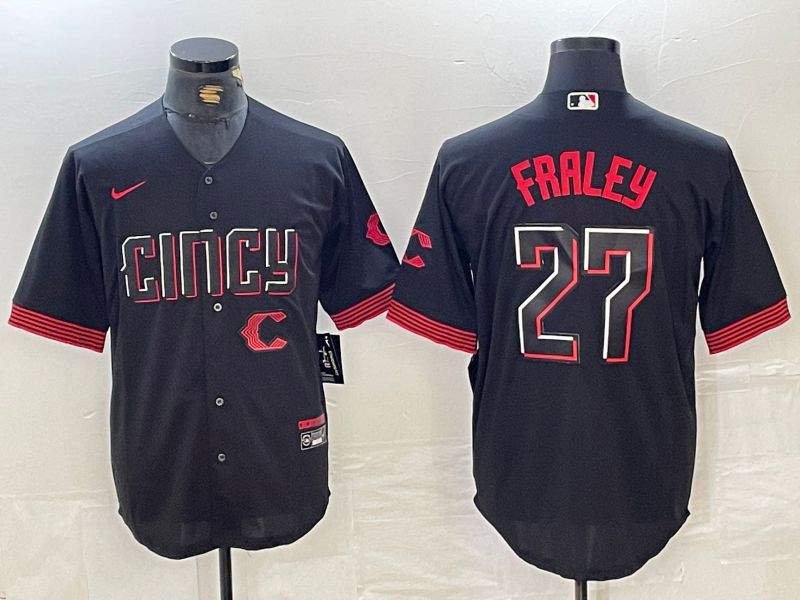 Men Cincinnati Reds #27 Fraley Black City Edition Nike 2024 MLB Jersey style 4->->MLB Jersey